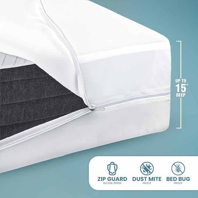 Utopia Bedding Mattress Protector Zippered Queen Size, 100% Waterproof Bed Bug - Image 10