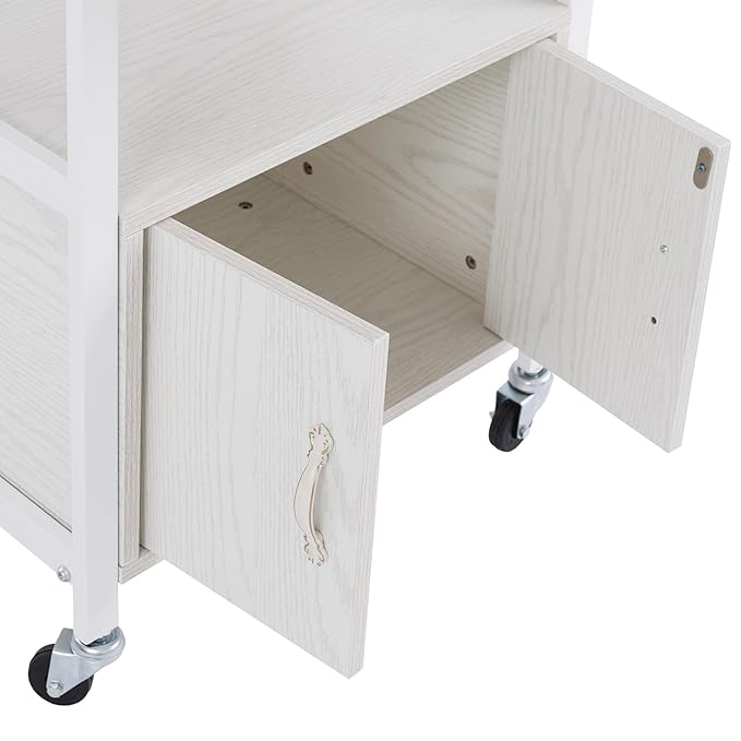 Salon Trolley Cart with Wheels, Mobile Utility Storage Cabinet with 1 Drawer & - Image 4