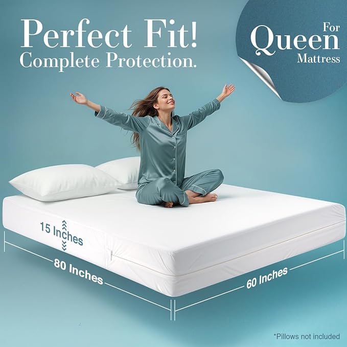 Utopia Bedding Mattress Protector Zippered Queen Size, 100% Waterproof Bed Bug - Image 6