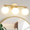 Globe Bathroom Light Fixtures 3-Light Brass Gold Vanity Light by foucasalLighting
