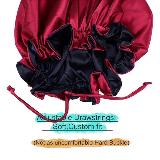 Adjustable Silk Satin Bonnet Hair Care Caps - Image 3