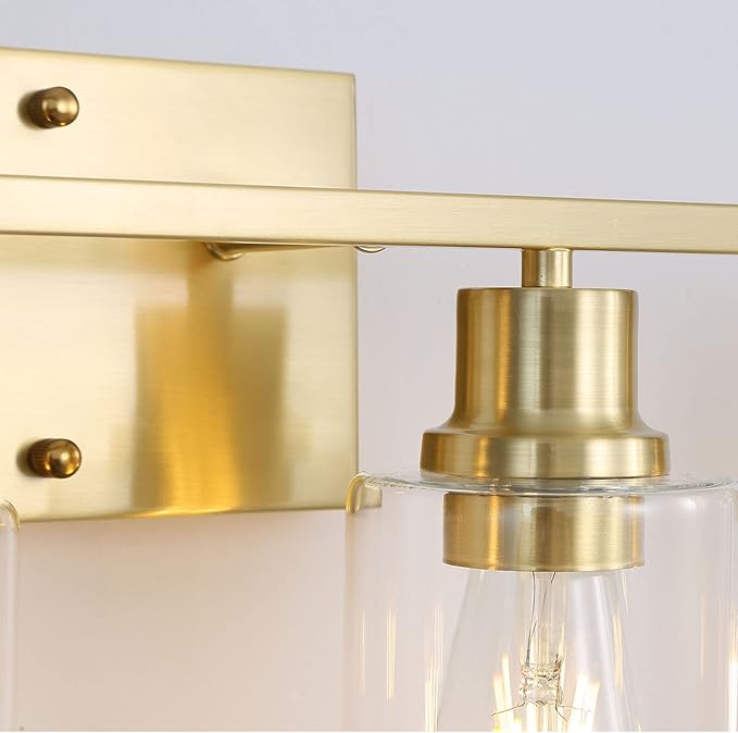 4-Lights Gold Bathroom Light Fixture, Brushed Brass Vanity Light - Image 4