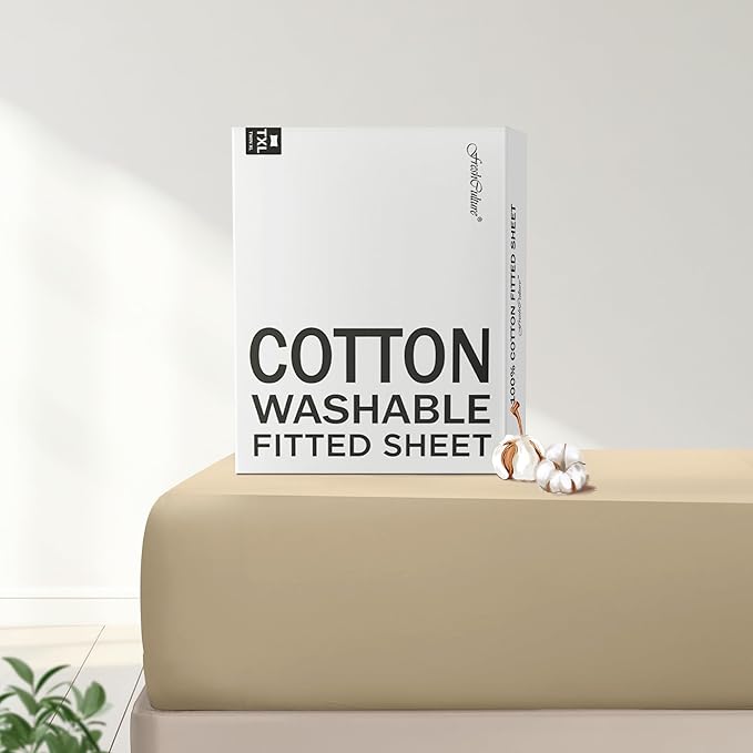 FreshCulture Pure Cotton Fitted Sheets Twin XL Size, 300 Thread Count Percale by FreshCulture