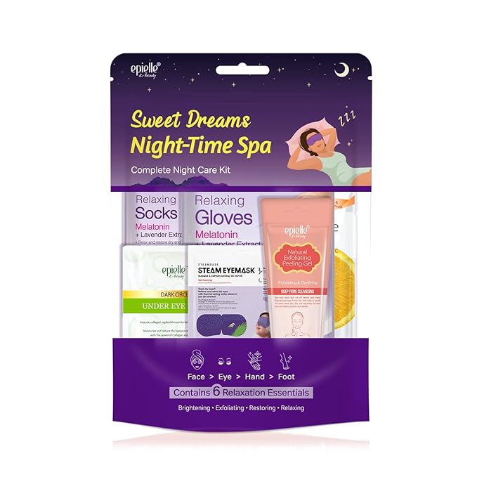 Epielle Sweet Dream Night-Time Spa Kit, 6 Relaxation Essentials, At-Home Spa Kit - Image 2