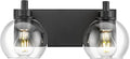 Bathroom Light Fixtures, 2 Light Matte Black Vanity Light, Modern Wall Sconces by Metwet