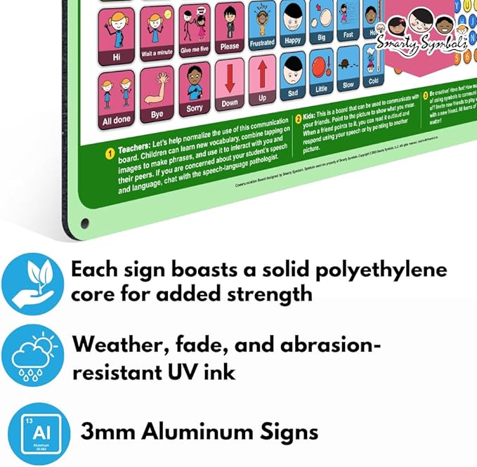 Weather-Proof Aluminum School Playground Communication Board for Autism - Outdoor Inclusive Communication Aid, Lightweight & Durable for Autism & Inclusive Play