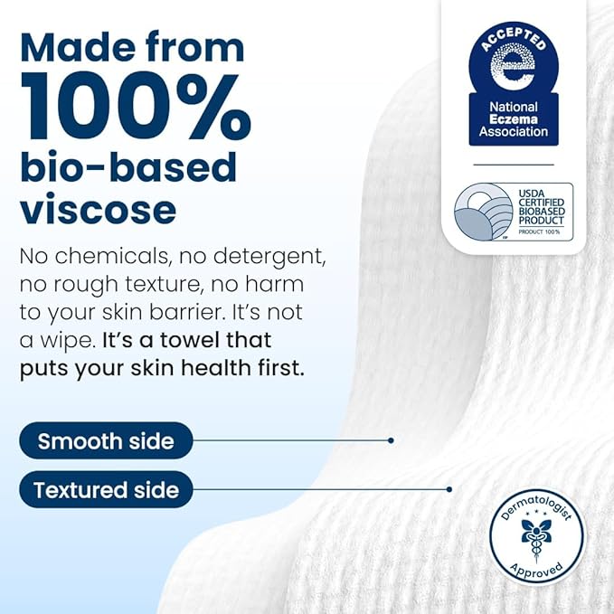 Clean Skin Club Clean Towels XL®, 100% USDA Biobased Face Towel, Disposable - Image 7