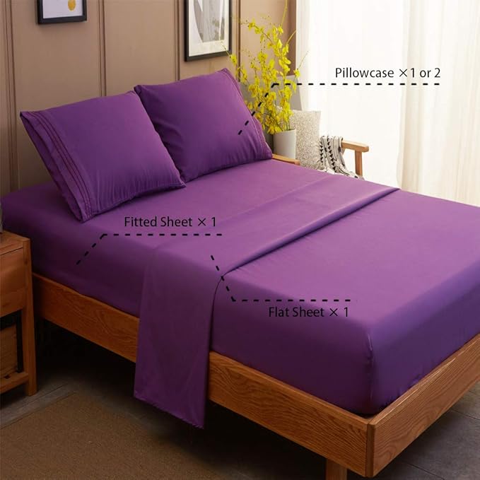 SONORO KATE Sheets Super Soft Microfiber 1800 Thread Count 18 Inch Deep Pocket - Image 2