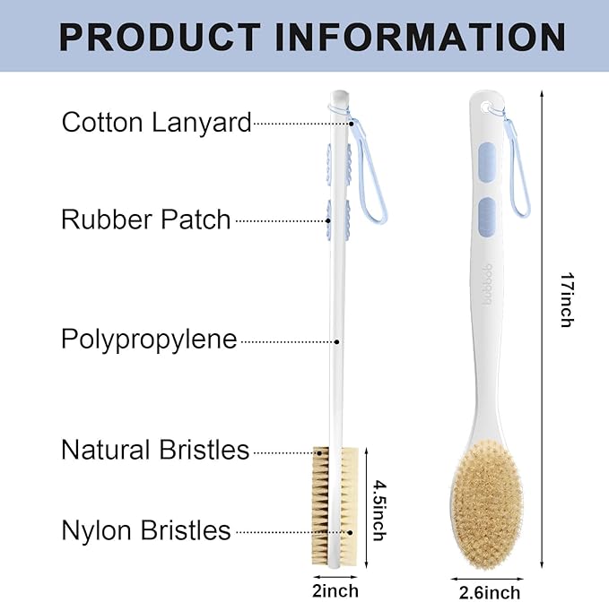 Back Scrubber for Shower with Long Handle, Exfoliating Bath Brush for Body - Image 6