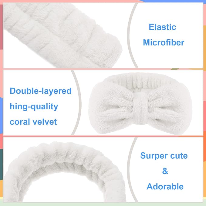 Tigeen 52 Pieces Spa Headband for Washing Face Bulk Soft Coral Fleece Skincare - Image 4