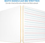 Nicpro Dry Erase Lap Board 12 x 16 inches 2 Pack Ruled Kid Double Sided Blank & Lined Small White Board with 8 Pens, 2 Eraser, Learning Mini Whiteboard Portable for Students Home School Supplies