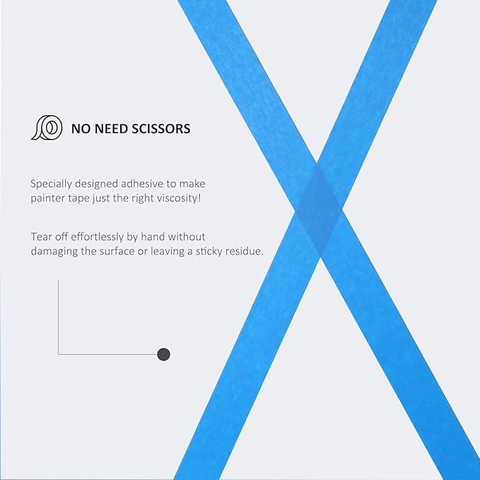 SEBETOW 10 Rolls Painters Tape 1 inch Bulk Painter Tape Blue Wide Roll, Blue Masking Tape, 1 Inches x 55 Yards for General Purpose Wall Painting, Home Improvement