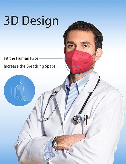 HUHETA KN95 Face Mask, 30 Pack Individually Wrapped, 5-Ply Breathable and - Image 3