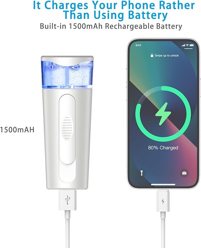 withthesun Portable Nano Face Mister, Facial Steamer, USB Rechargeable Cool - Image 4