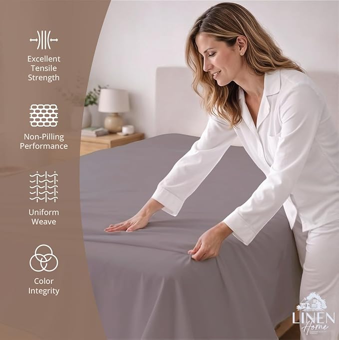 Linen Home 100% Cotton Percale 1 Flat Sheet, Twin Size - Image 2