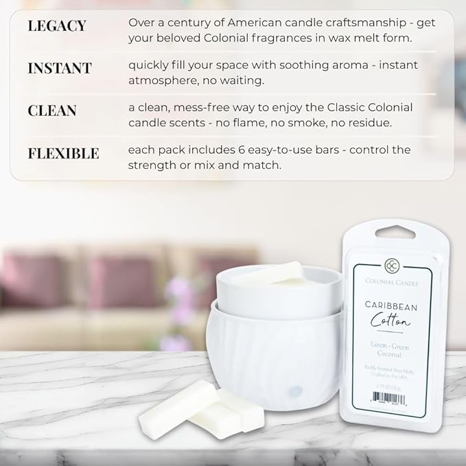 Colonial Candle Caribbean Cotton Scented Wax Melts, Wax Melt Warmer Cubes - Image 5