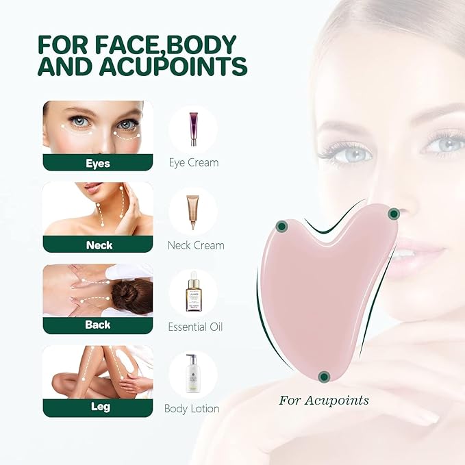 Gua Sha Facial Tools, Gua Sha Jade Stone Gua Sha Massage Tool, Guasha Tool - Image 3