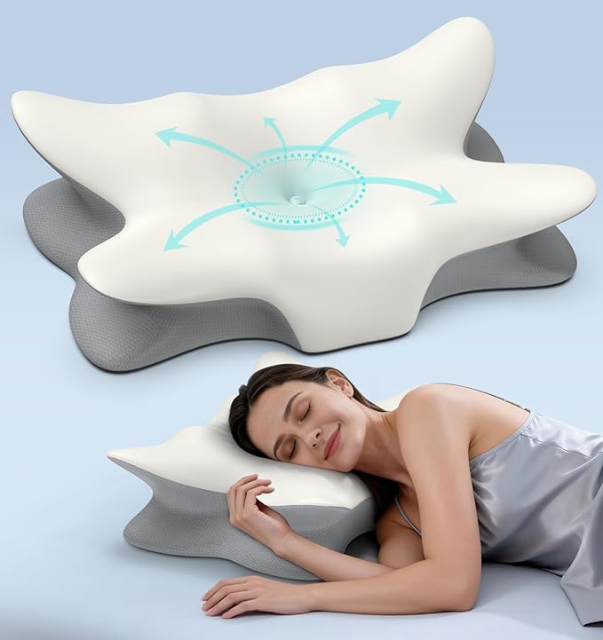 Cervical Neck Pillow for Pain Relief, Ergonomic Side Sleeper Pillow Cooling by Unknown