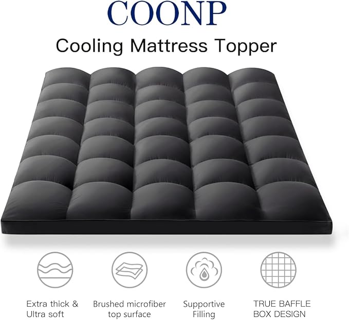 COONP King Mattress Topper, Extra Thick Pillowtop, Cooling Plush Mattress Pad - Image 2