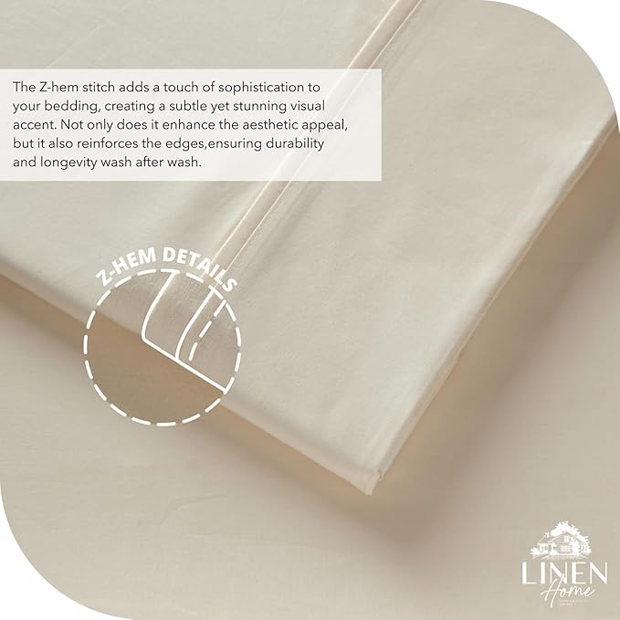 Linen Home 100% Cotton Percale Sheet Set, King Size, Deep Pocket, 6 Pieces Set - Image 3