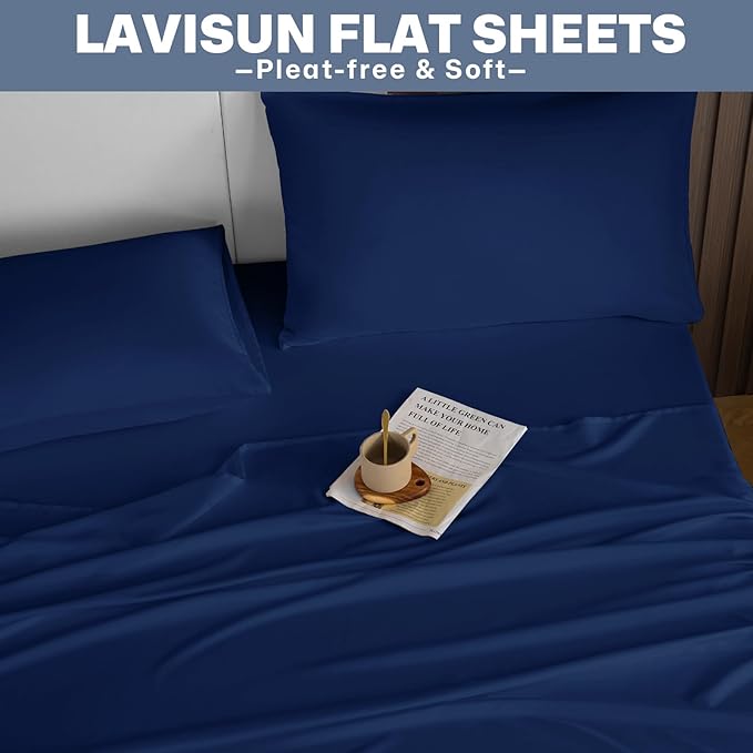 Lavisun Flat Sheets 2 Pack, Hotel Quality Flat Bed Sheets, Brushed Microfiber - Image 8
