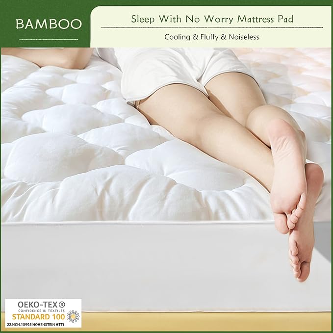 GRT Mattress Pad Cover Rayon from Bamboo King Size, Extra Thick Quilted Fitted - Image 5