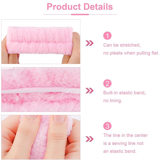 Chanaco Spa Wristband and Pink Puffy Sponge Makeup Headband Set - Image 7