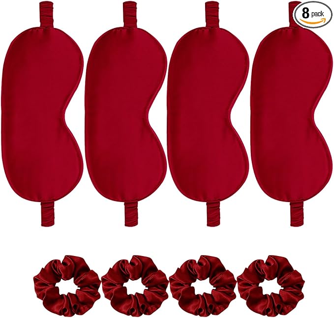 Satin Eye Mask 8Pcs Silk Sleep Masks Silky Blindfold Eyeshade Blackout Eyes by WJingYiJia