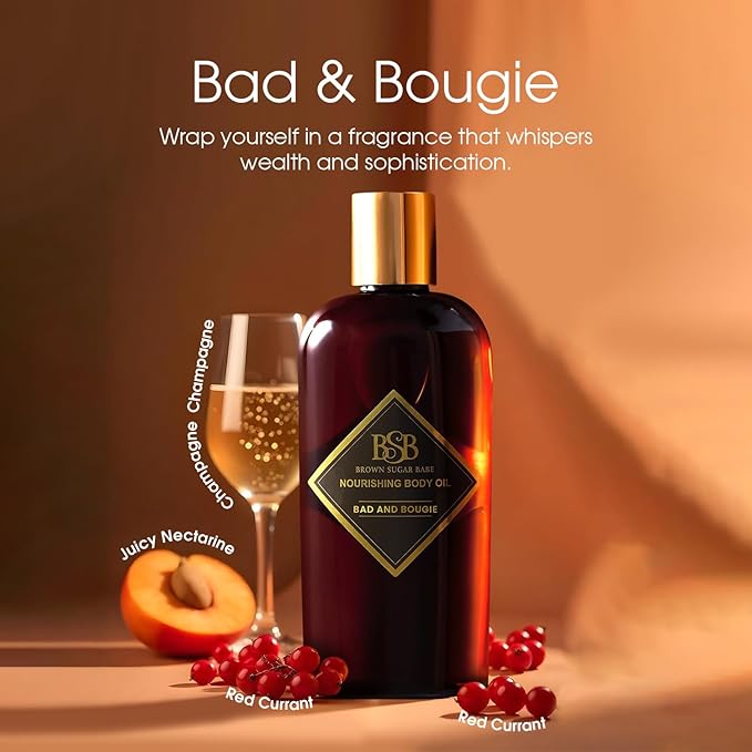 Brown Sugar Babe Bad and Bougie Body Oil, Grape Seed and Sweet Almond Fragrance - Image 2