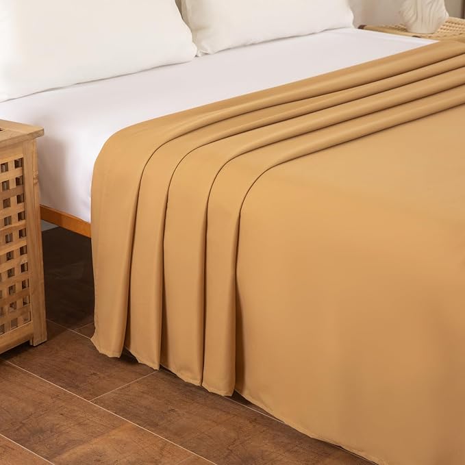 Twin Flat Sheet Only，66x96Inch Light Brown - Image 3
