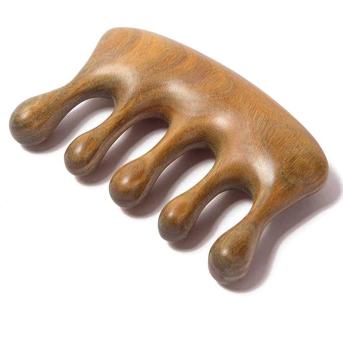 Wood Massager Comb for Hair Growth and Scalp Relax, Natural Green Sandalwood by Moreinday