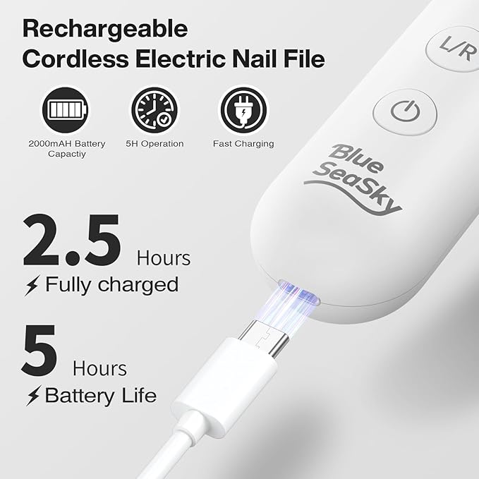 Professional Electric Nail Drill 2000mAH Portable Cordless Electric Nail File - Image 3