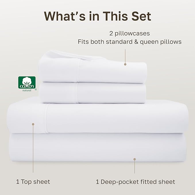 California Design Den Soft 100% Cotton Queen Sheet Set, 400 Thread Count Good - Image 4