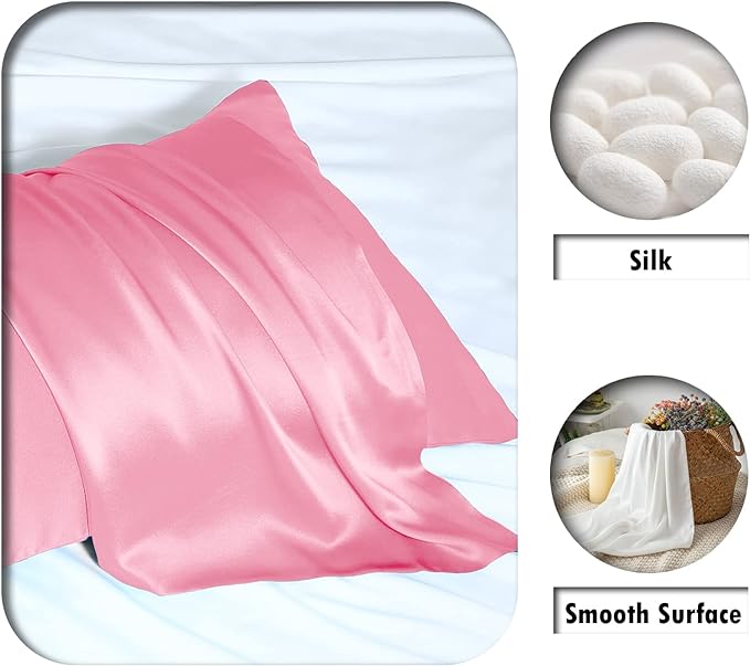 Silk Pillow Cases 2 Pack, Soft Breathable and Sliky Queen Size Pillow Cases Set - Image 2