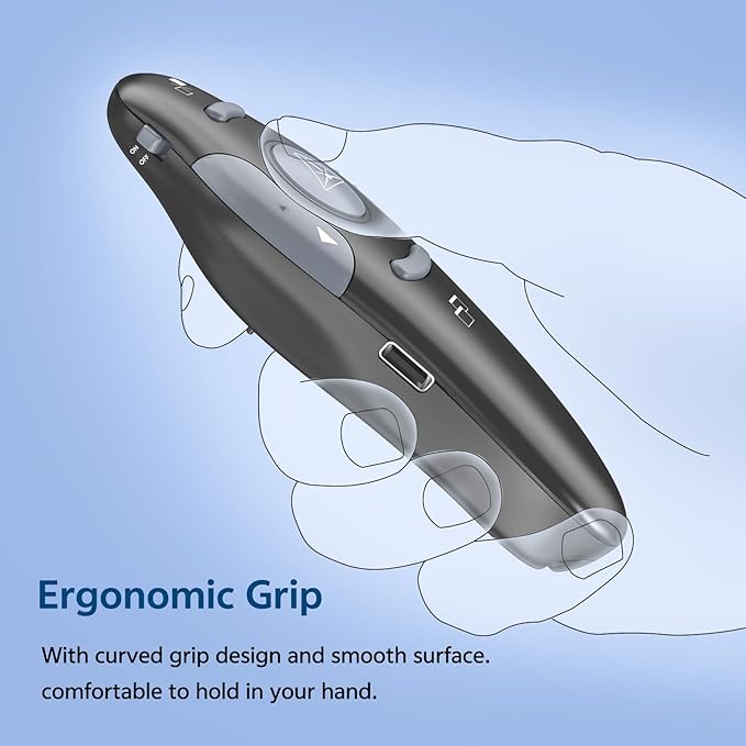 Presentation Clicker with Storage Case, USB C Rechargeable Wireless Presenter Remote Powerpoint Clicker with Protective Case