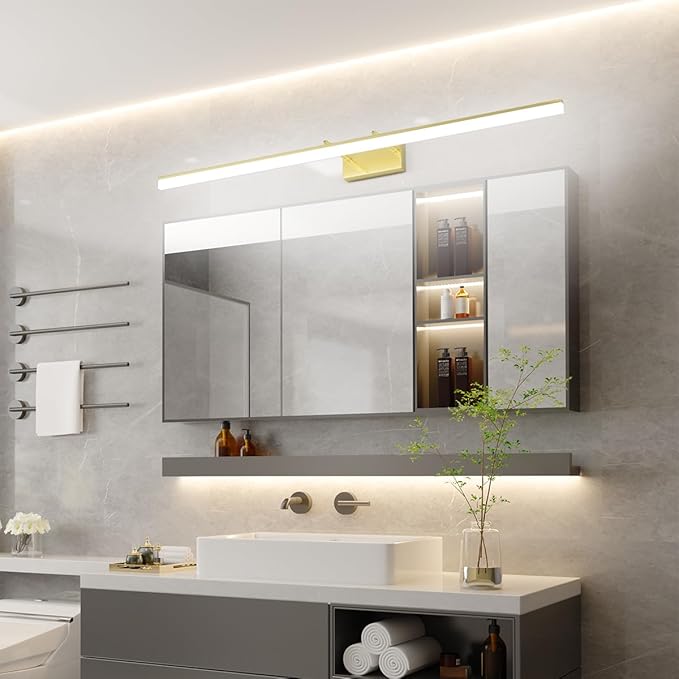 Aipsun 48inch Bathroom Vanity Light Brushed Gold Modern LED Vanity Lighting - Image 5