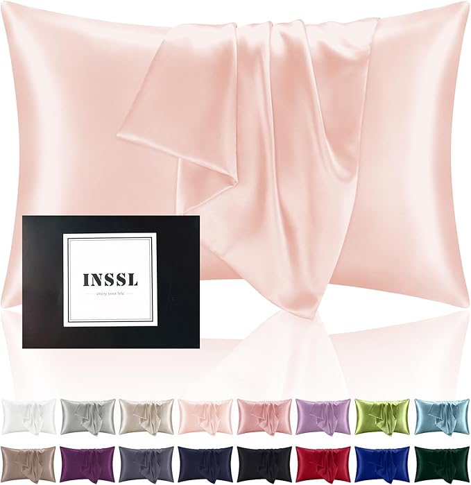 INSSL Silk Pillowcase for Women, Mulberry Silk Pillowcase for Hair an Skin and by INSSL