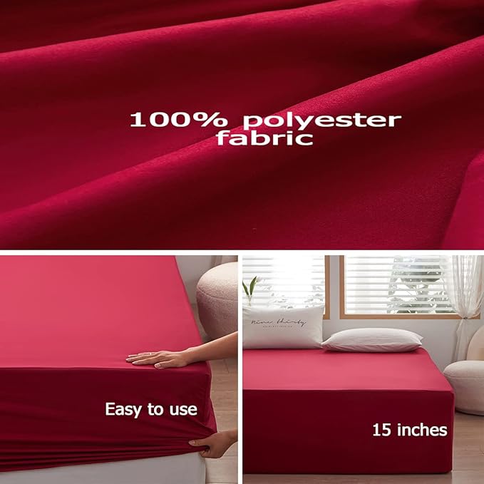 Bedding Twin Size Fitted Sheet Only-Twin Size Deep Pocket Bottom Fitted Sheet - Image 3