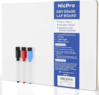 Nicpro 12 x 16 inches Lapboard Small Dry Erase Lap Board Double Sided with 3 Water-Based Pens Learning Mini Whiteboard Portable for Kid Student and Classroom Use