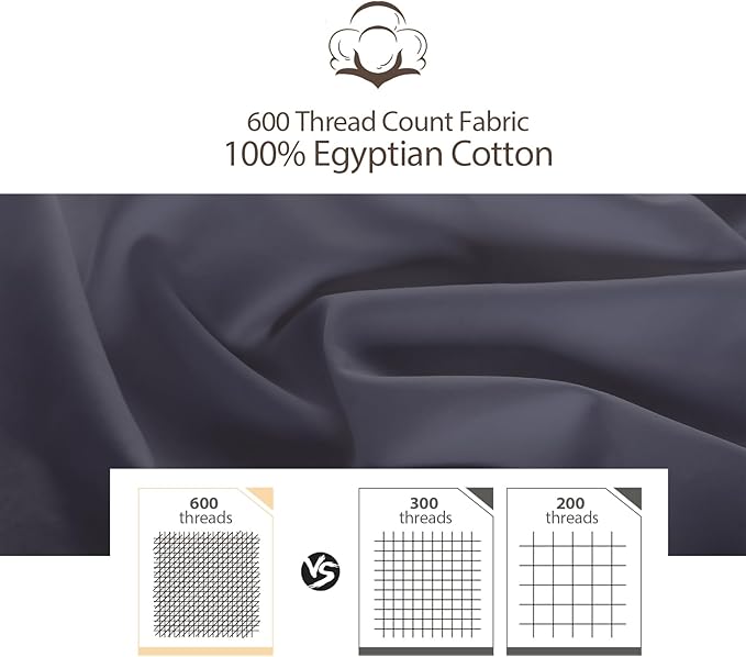 Zaizaihome 100% Egyptian Cotton Fitted Sheet Full Size, 600 Thread Count - Image 5