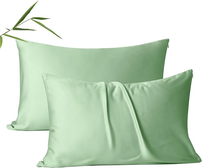2 Pack Cooling Pillow Cases, Viscose Derived from Bamboo Pillow Protectors by ShunjieHome