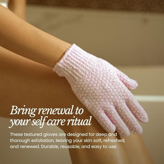 Bare Botanics 4 Pack White Exfoliating Shower Gloves - Image 2