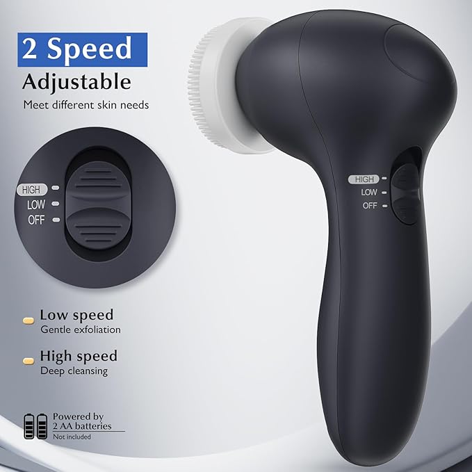 COSLUS Facial Cleansing Brush Silicone Face Scrubber: 7 in 1 FBS-D Electric - Image 5