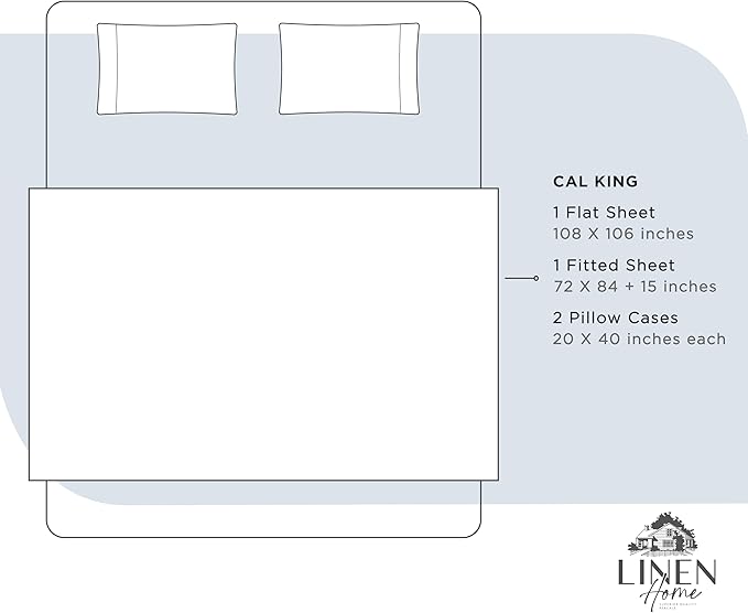 Linen Home 100% Cotton Percale Sheets California King Size, Deep Pocket - Image 6