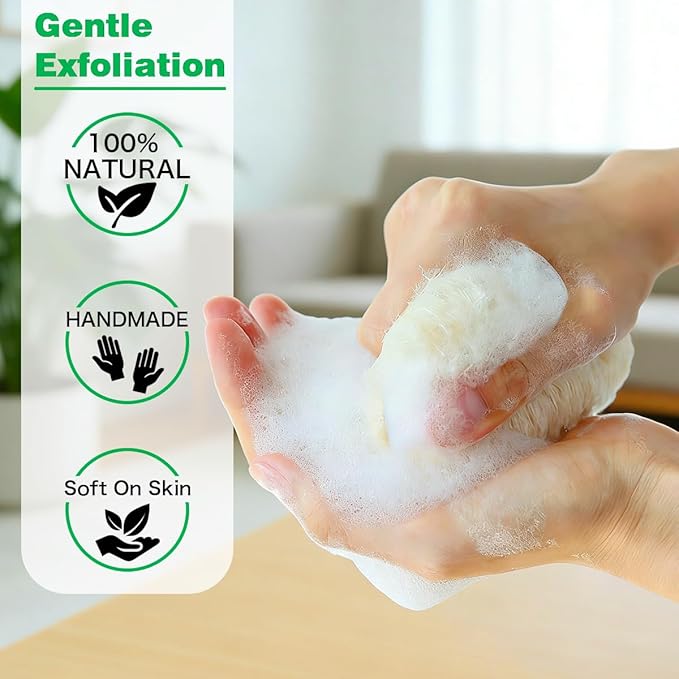 pisdoplop Natural Loofah Exfoliating Body Sponge Scrubber, 5 inch-Long Organic - Image 3