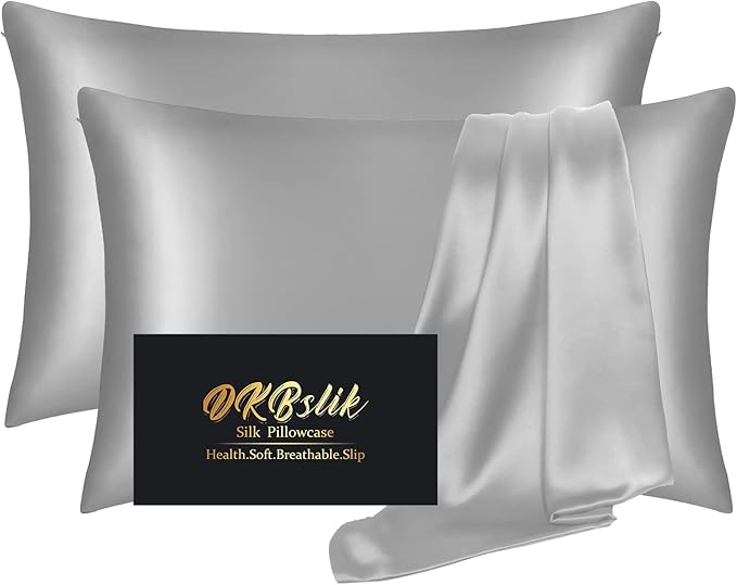 Silk Pillowcase 2 Pack, Mulberry Silk Pillow Cases Queen Size Set of 2 by HOME