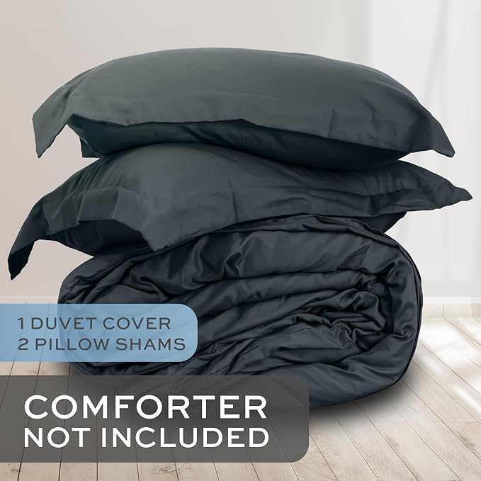White Classic Grey Duvet Cover King Size, Microfiber Duvet Cover - Image 2