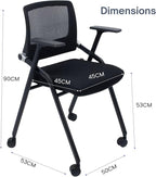 SLKJChr 4 Pack Foldable Office Chairs with Wheels, Mesh Back, Arms and Portable - Folding Office Chairs for Conference Room Chair, Office Guest & Reception & Meeting Chair - (Black) 300 lbs.
