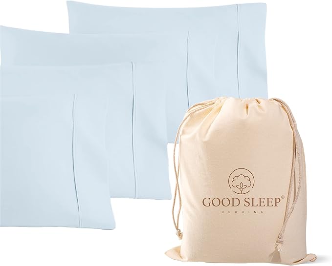 1000 TC Light Blue King Pillowcases Set of 4 100% Egyptian Cotton Pillow Cases by GoodSleepBedding