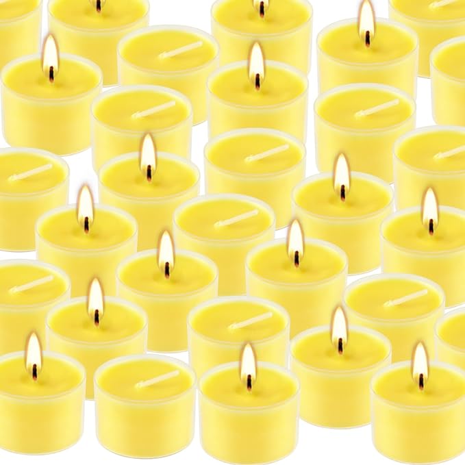 50 Pack Clear Tea Lights Candles Bulk, Summer Citronella Candle Outdoor and - Image 3